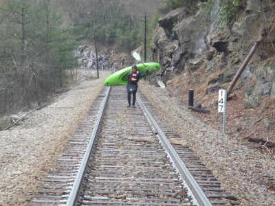 Joe walking the Tracks above Quarter Mile on the Nolichucky.jpg